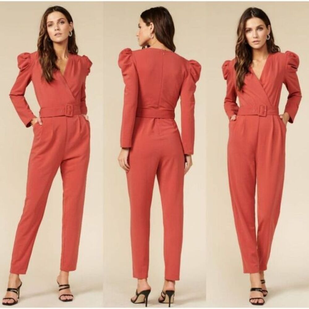 NWOT Adelyn Rae Rust Belted Jumpsuit Size S